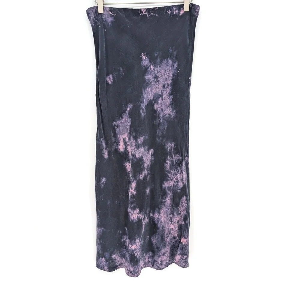 Stateside Tie Dye Midi Slip Skirt Womens S Purple Black Boho Indie Festival Chic